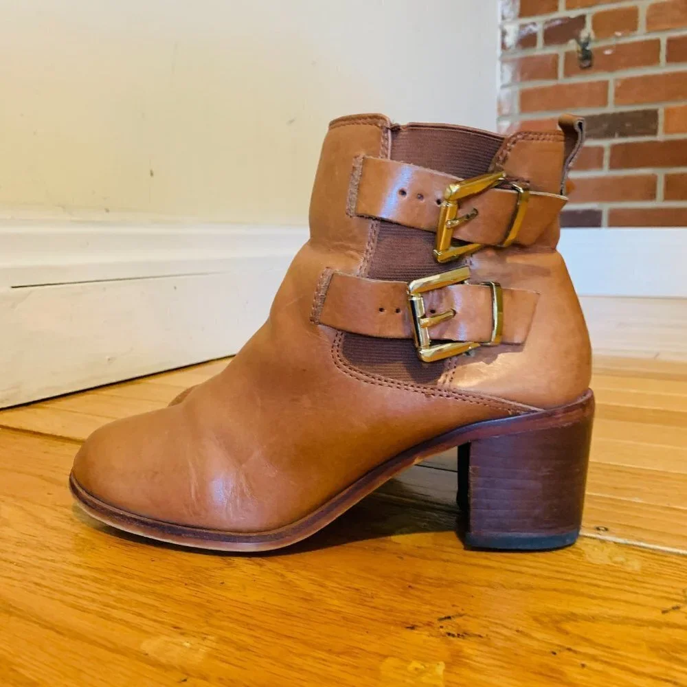 Sam Edelman Women's Ankle Boots Size 6.5 Leather Tan/Brown